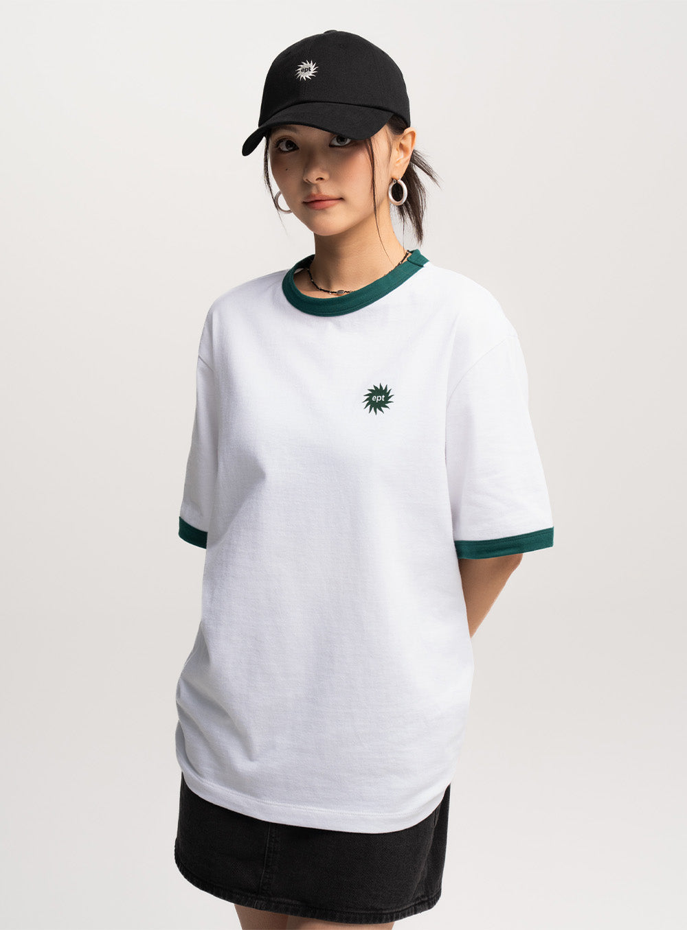 Sun Logo Ringer T-Shirt (White)