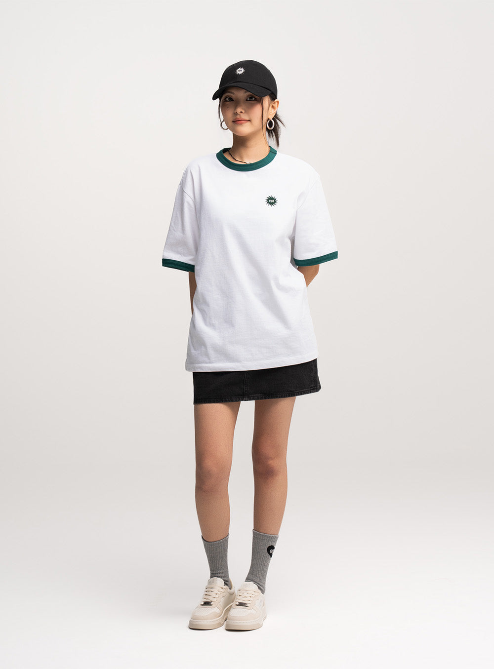 Sun Logo Ringer T-Shirt (White)