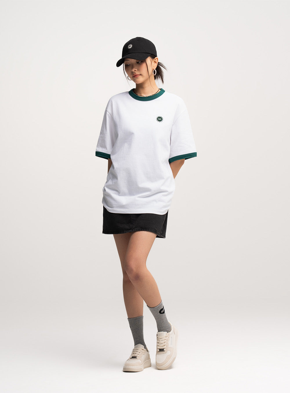 Sun Logo Ringer T-Shirt (White)