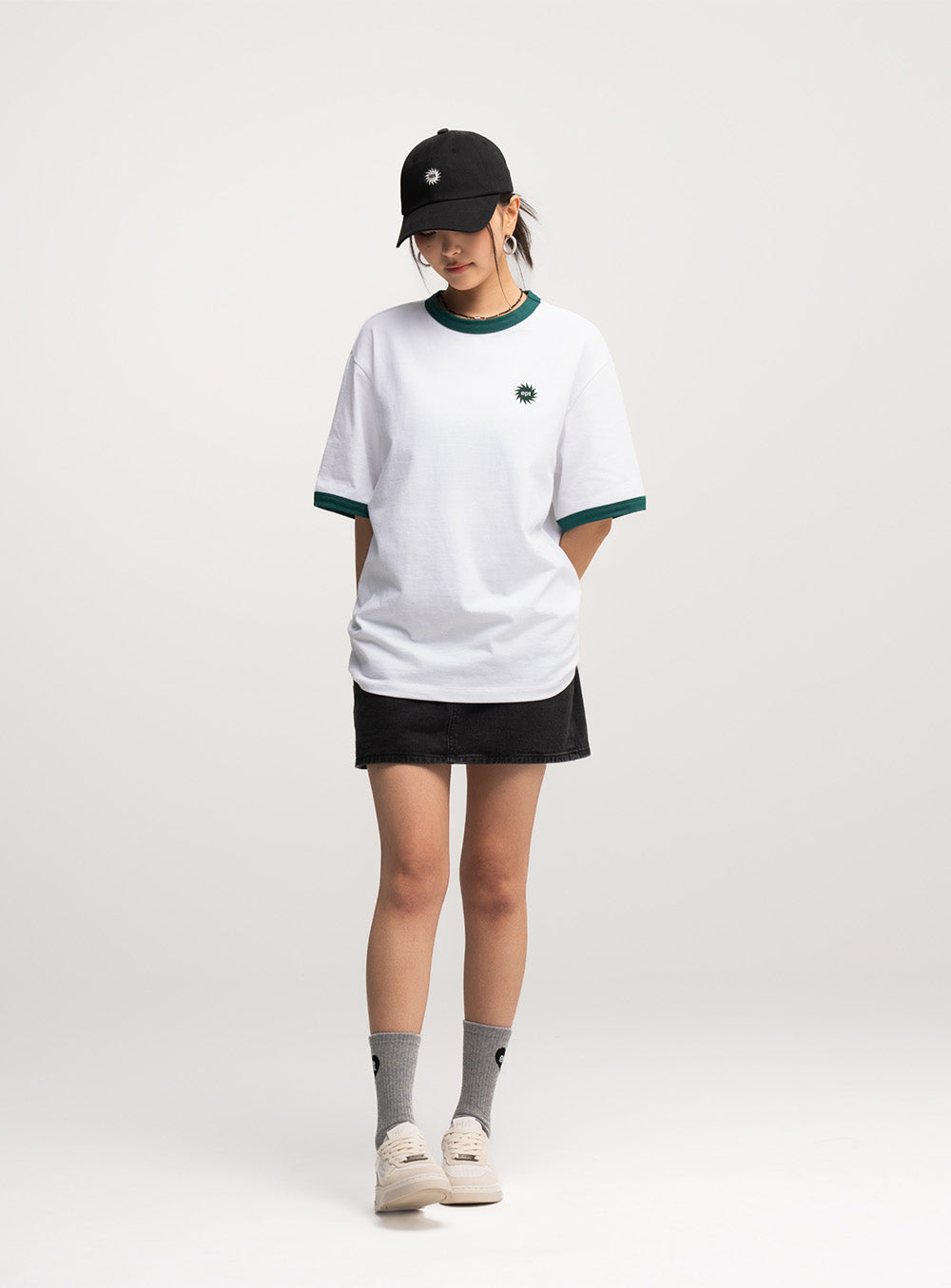 Sun Logo Ringer T-Shirt (White)