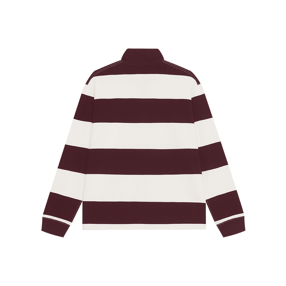 Striped Rugby Half Zip Up (Burgundy)