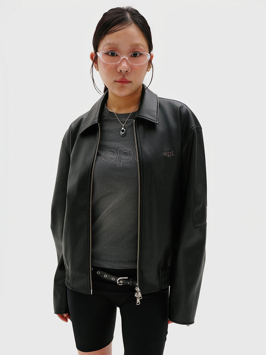 Faux Leather Jacket (Black)