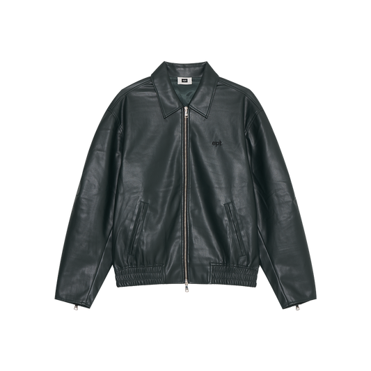 Faux Leather Jacket (Deep Green)
