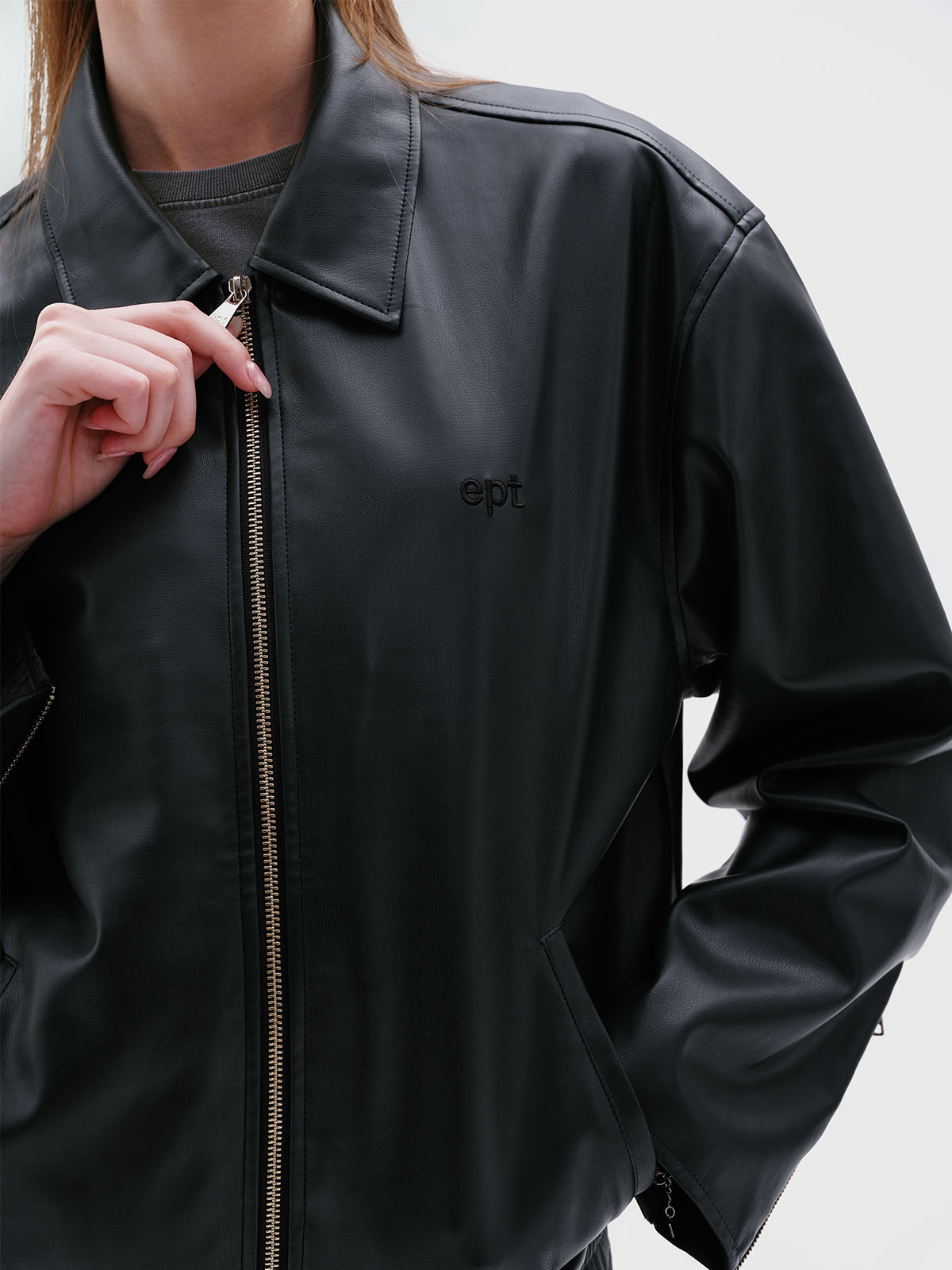 Faux Leather Jacket (Deep Green)