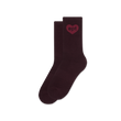 Heart Long Crew Socks (Burgundy)