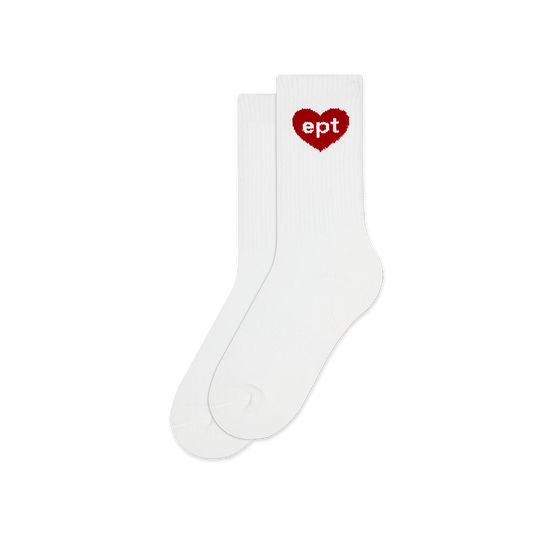 Heart Long Crew Socks (White)