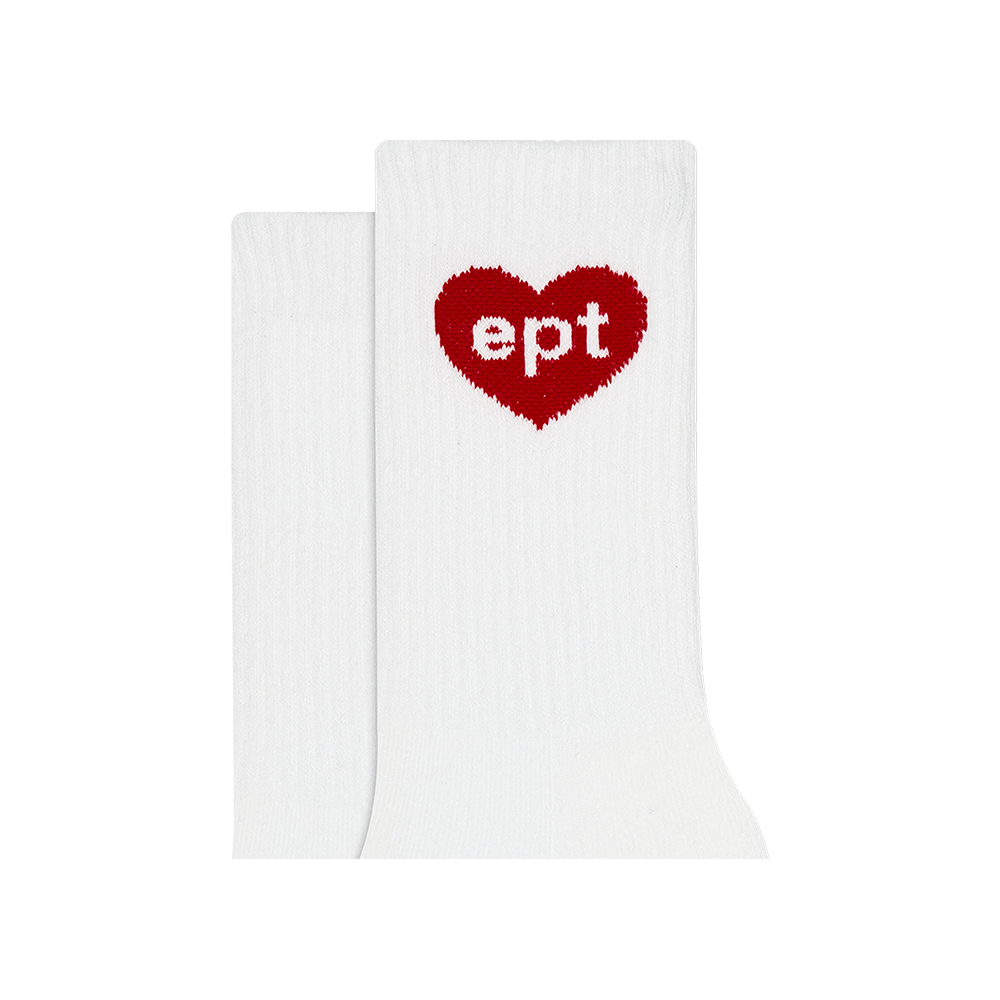 Heart Long Crew Socks (White)