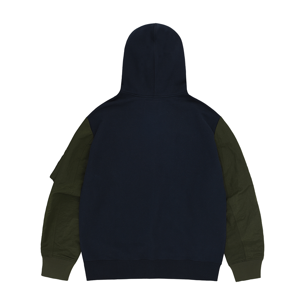 Nylon Mixed Hood Zipup (Navy/Khaki)