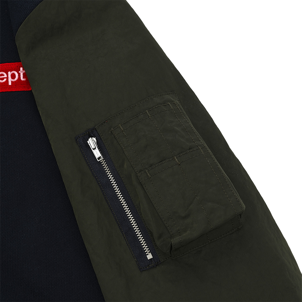Nylon Mixed Hood Zipup (Navy/Khaki)