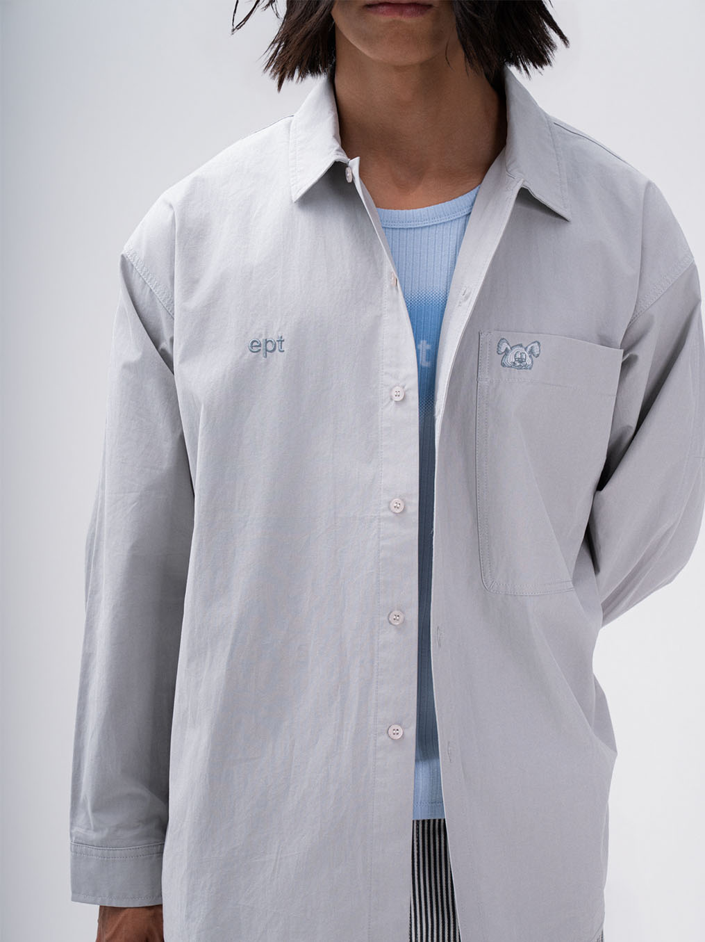 Nibble Big Pocket Shirt (L/Grey)