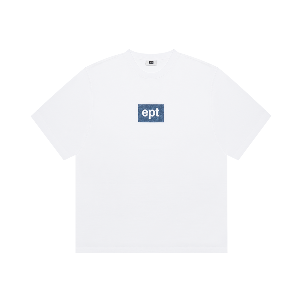 Pattern Box Logo T-Shirt (White/Navy)