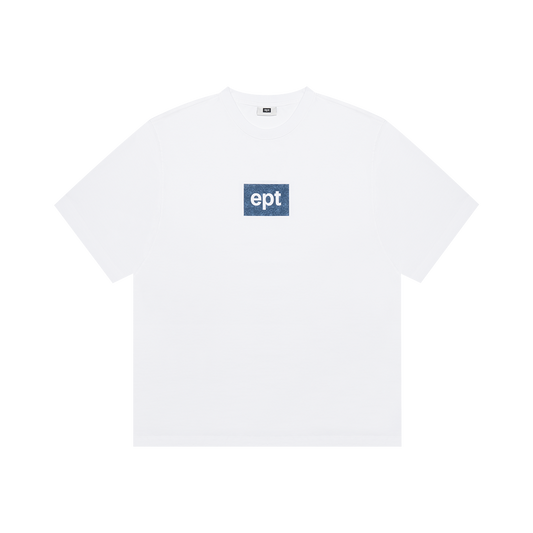 Pattern Box Logo T-Shirt (White/Navy)