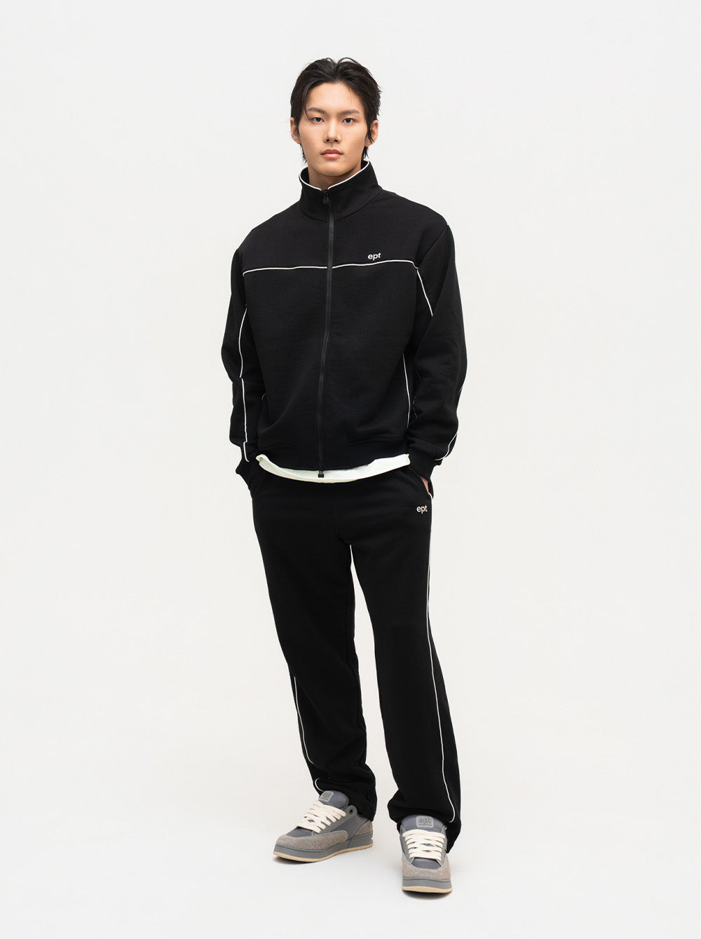 Piping Track Pants (Black)