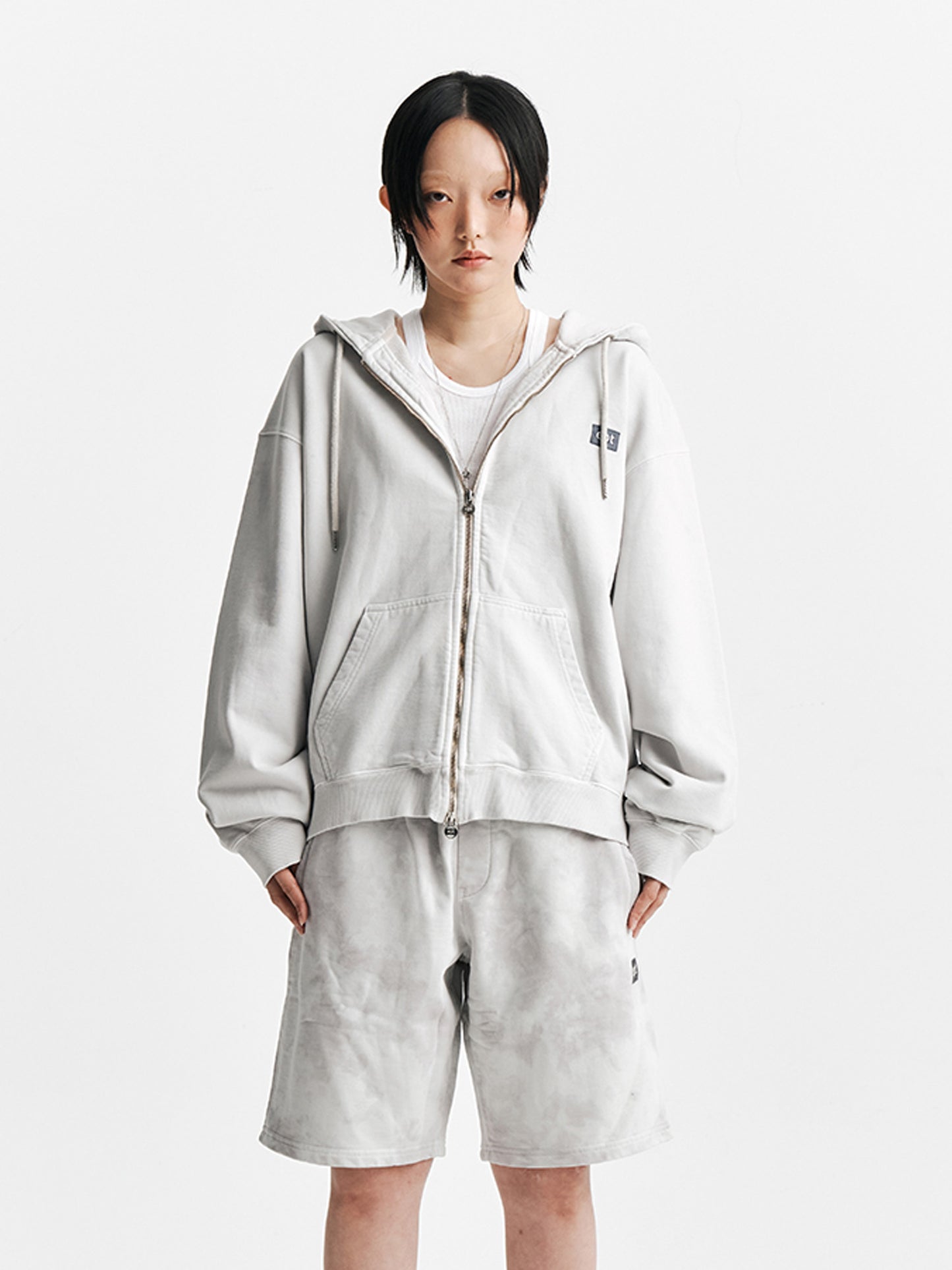 Tie-Dye Zipup Hoodie (Grey)