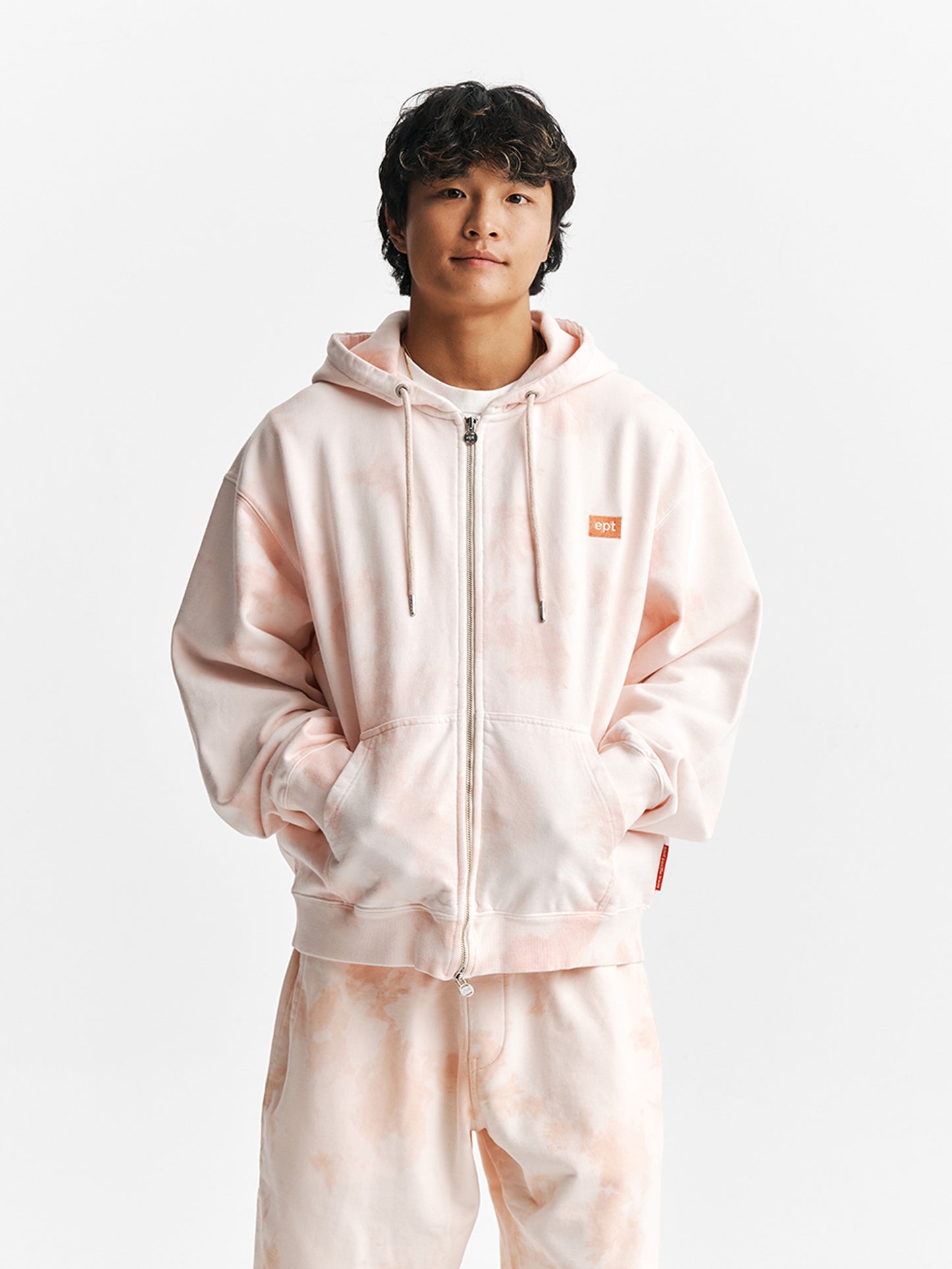 Tie-Dye Zipup Hoodie (Coral)