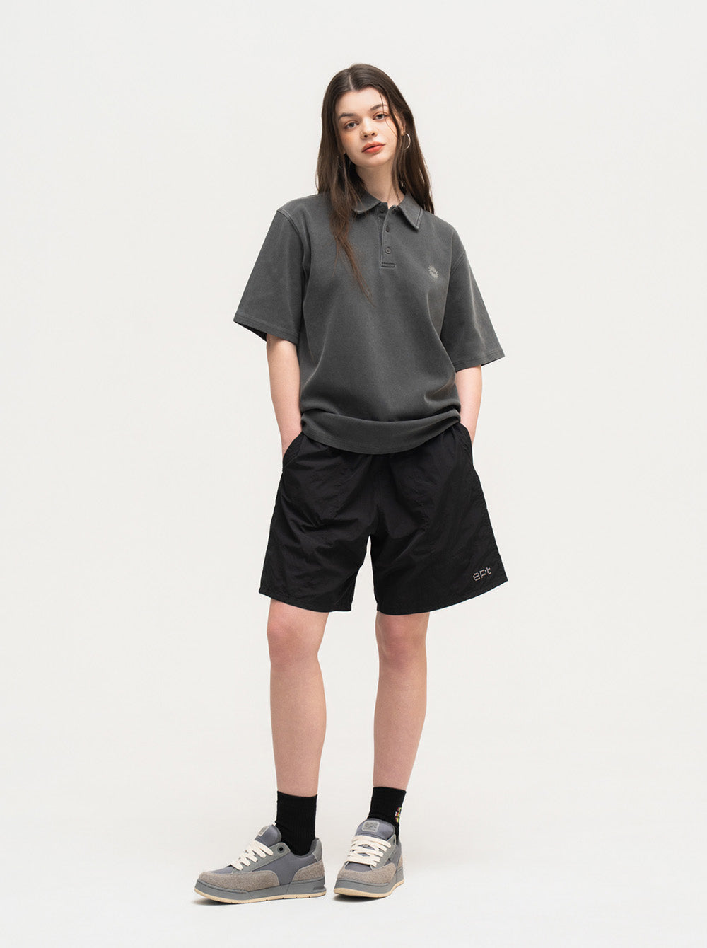 Sel Pigment Sun Logo Polo Tee (Charcoal)