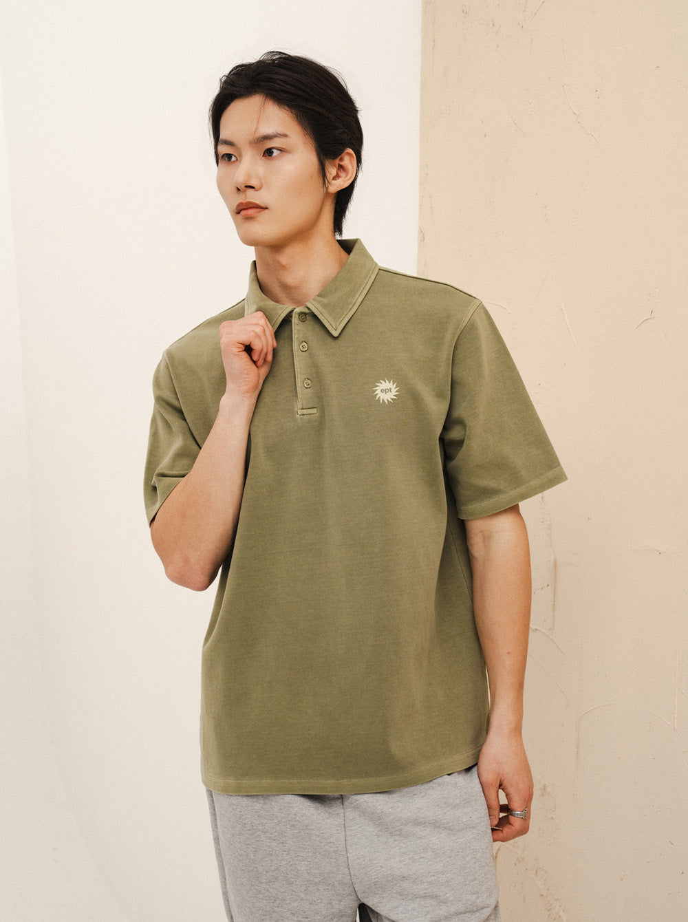 Sel Pigment Sun Logo Polo Tee (Olive)