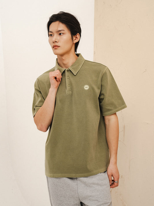 Sel Pigment Sun Logo Polo Tee (Olive)