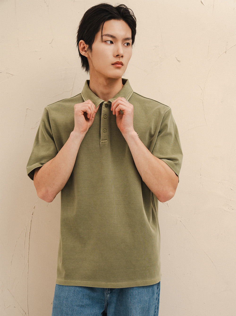 Sel Pigment Sun Logo Polo Tee (Olive)
