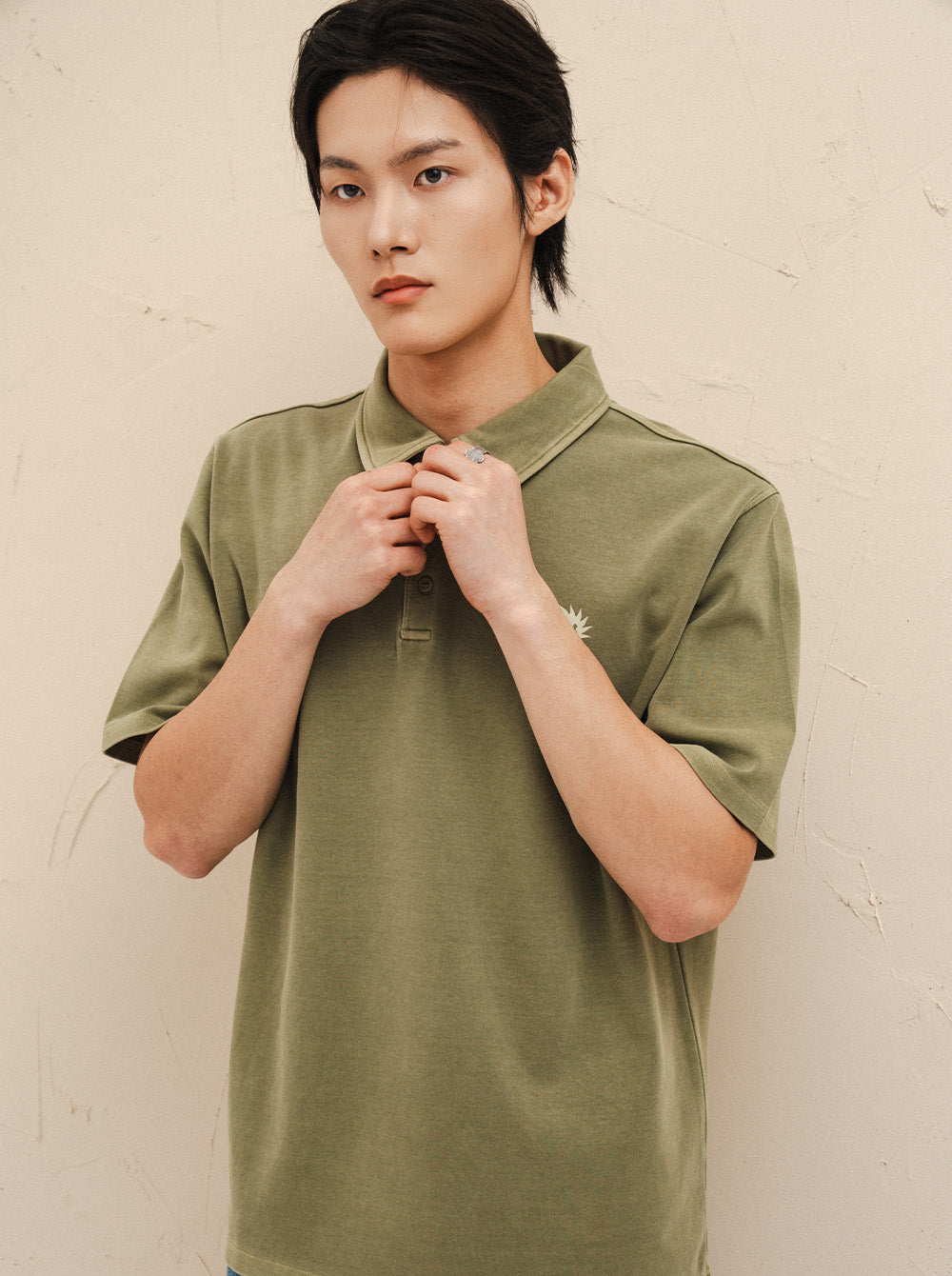 Sel Pigment Sun Logo Polo Tee (Olive)
