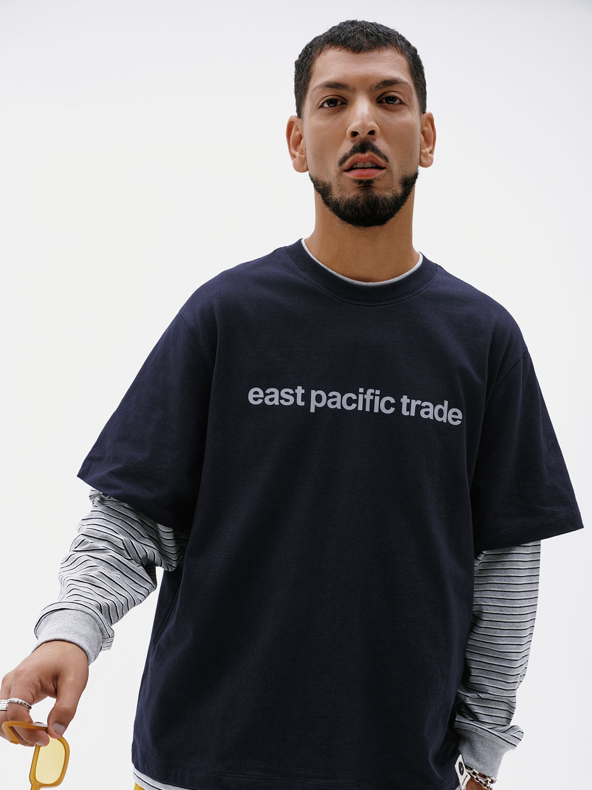 Striped Layerd T-Shirt (Navy)