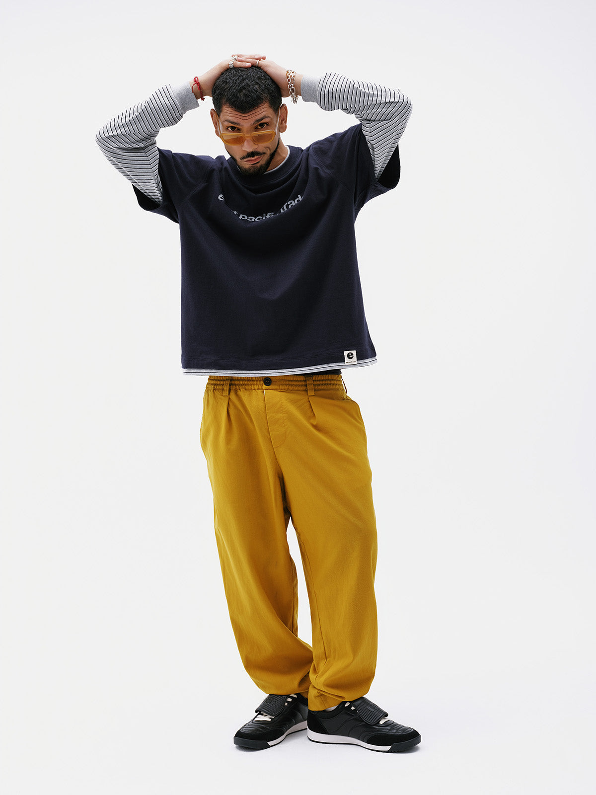 Striped Layerd T-Shirt (Navy)