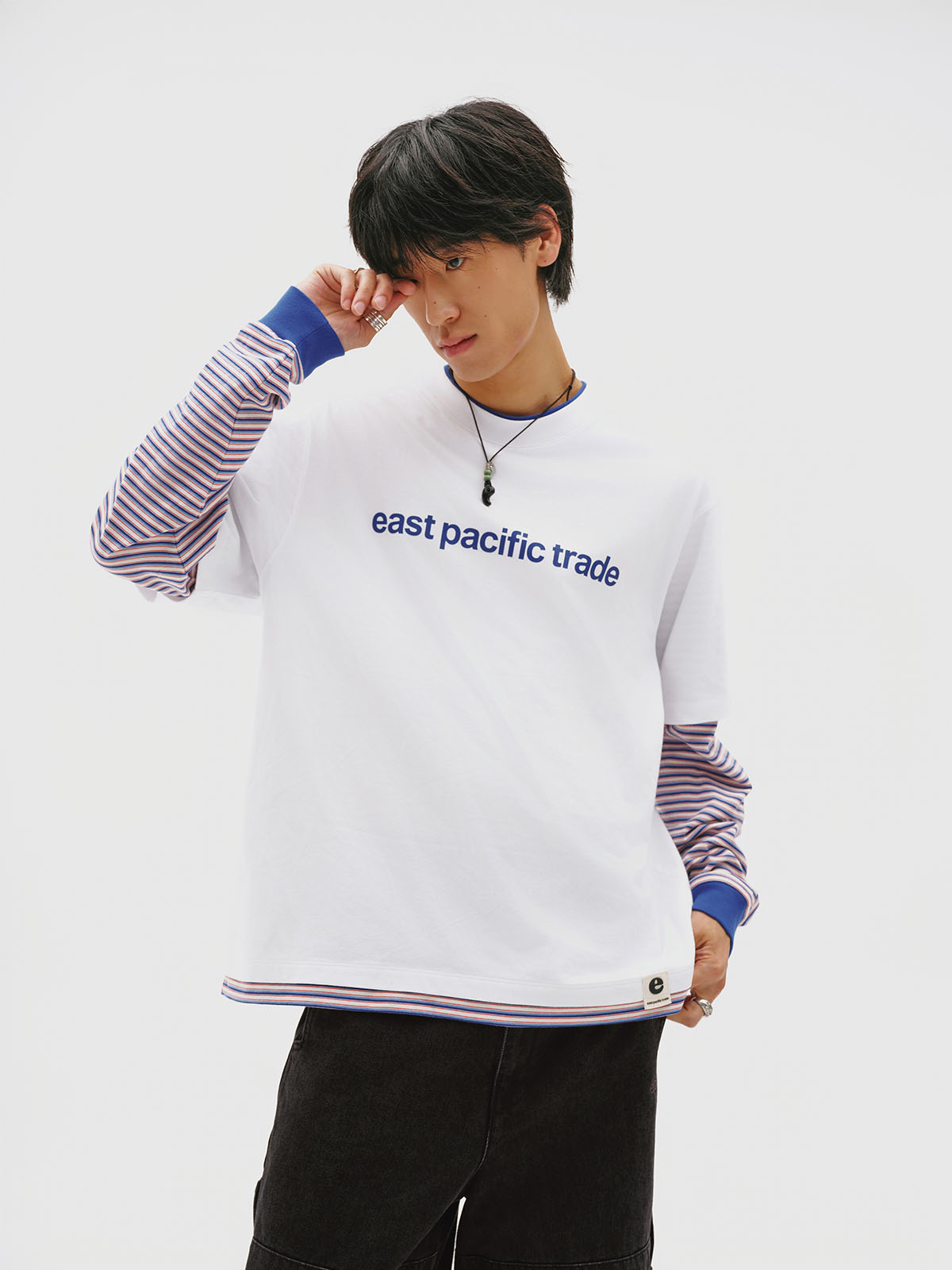 Striped Layerd T-Shirt (White)