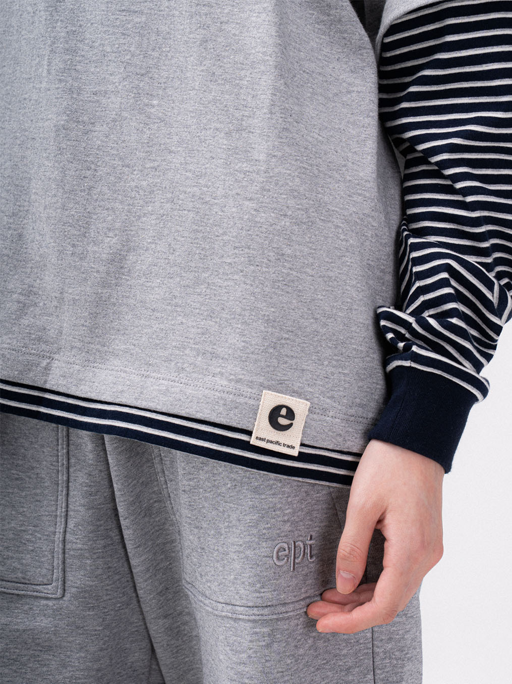 Striped Layered T-Shirt (H/Grey)