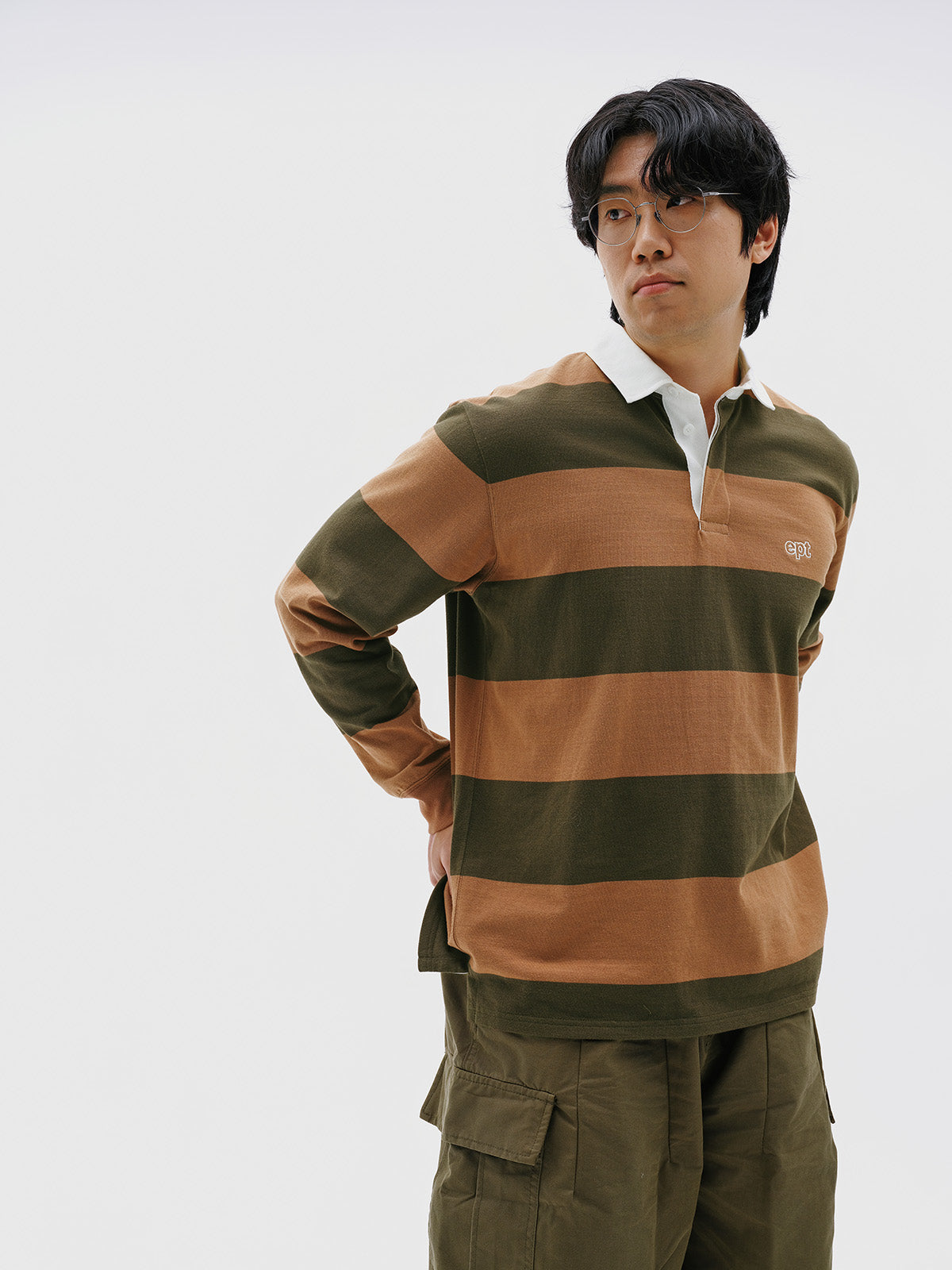 Striped Rugby Shirt (Khaki)