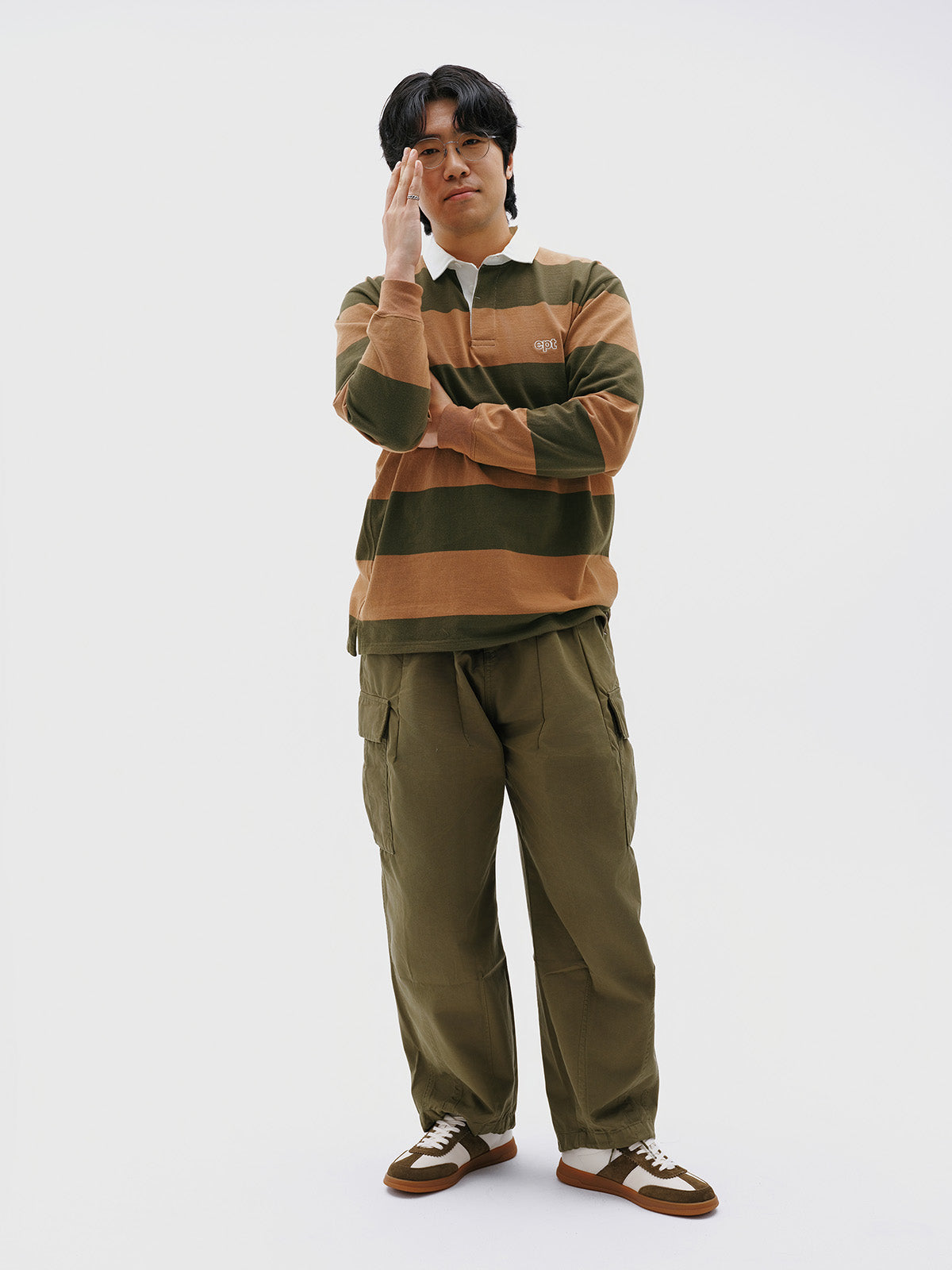 Striped Rugby Shirt (Khaki)