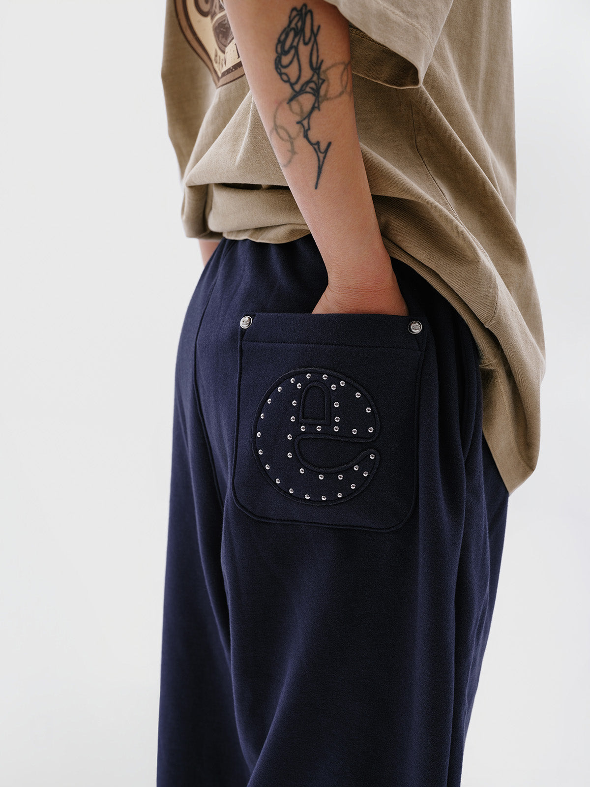 Studded Jogger Pants (Navy)