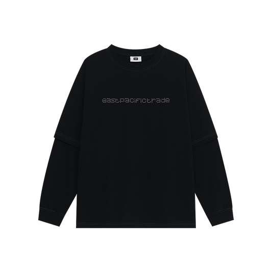 Studded Logo Layered Long Sleeve (Black)