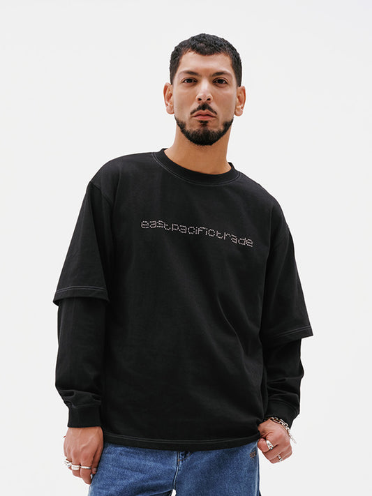 Studded Logo Layered Long Sleeve (Black)