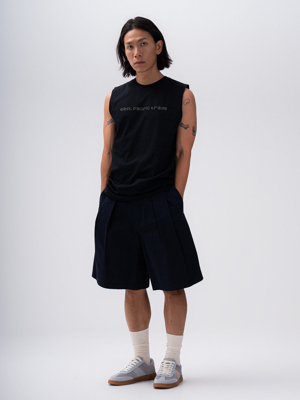 Studded Sleeveless T-Shirt (Black)