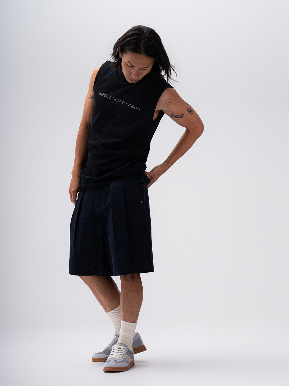 Studded Sleeveless T-Shirt (Black)