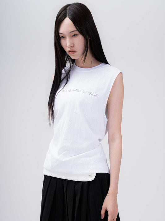 Studded Sleeveless T-Shirt (White)