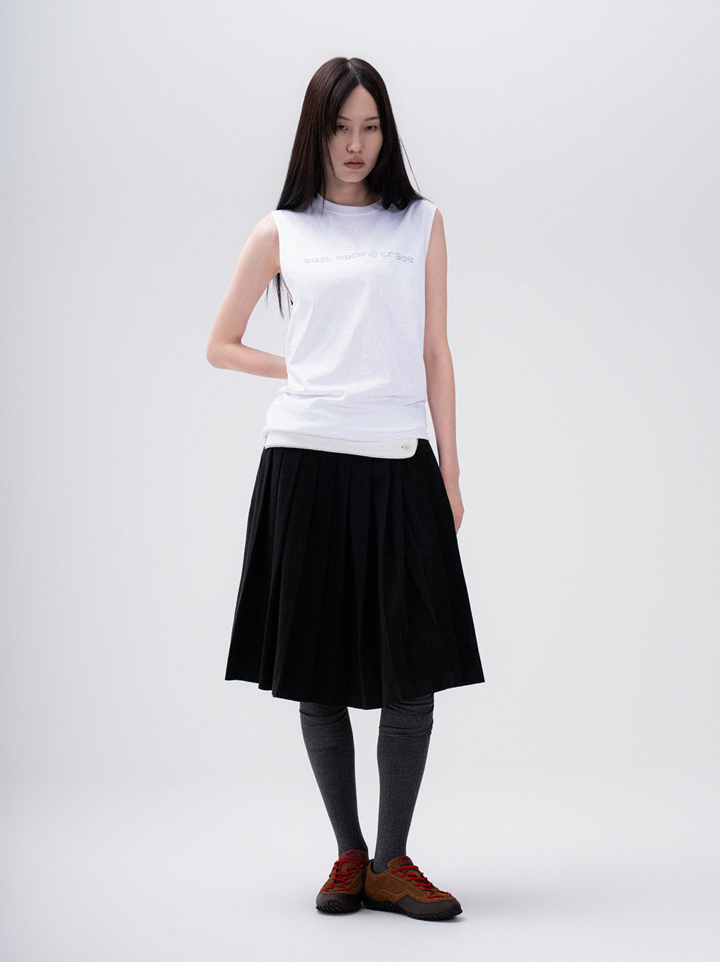 Studded Sleeveless T-Shirt (White)