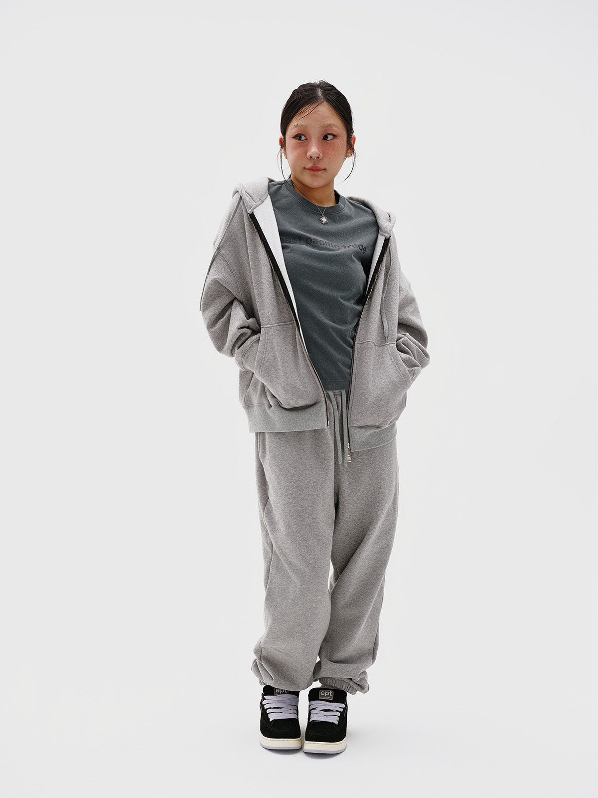 Studded Zip Hoodie (Melange)