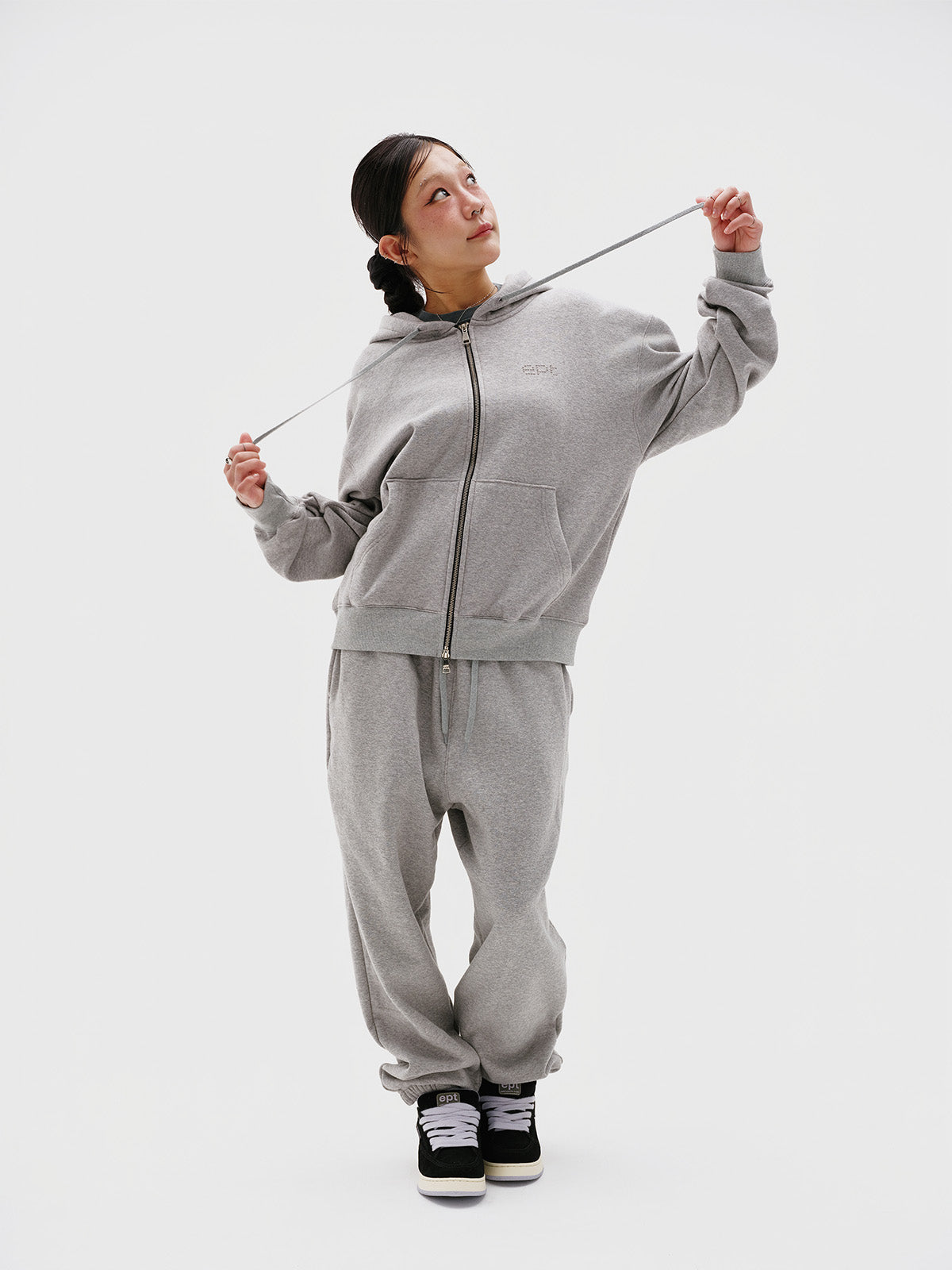 Studded Zip Hoodie (Melange)