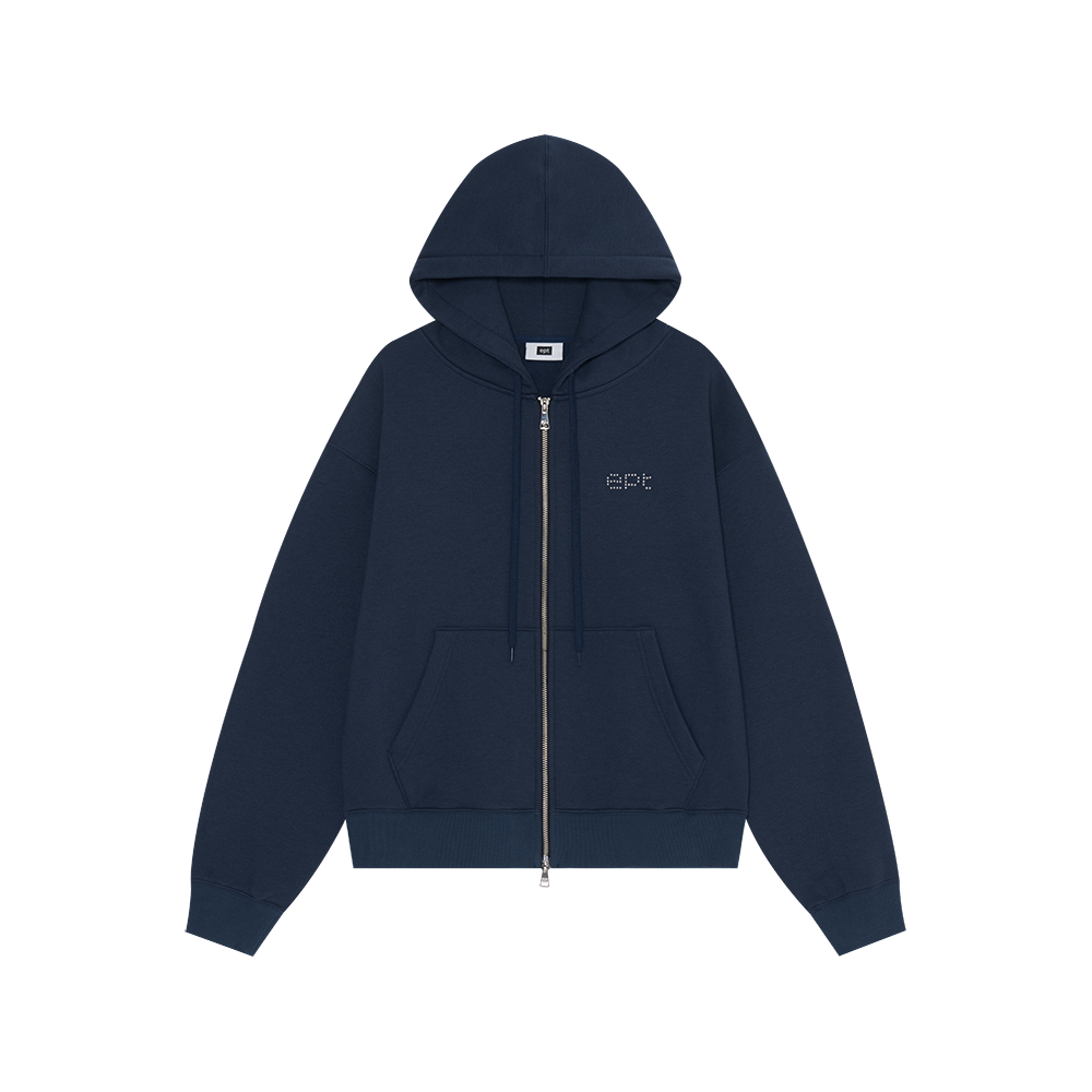 Studded Zip Hoodie (Navy)